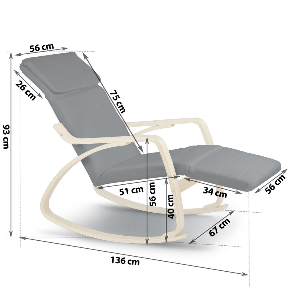 Keinutuoli, harmaa hinta ja tiedot | Puutarhatuolit | hobbyhall.fi