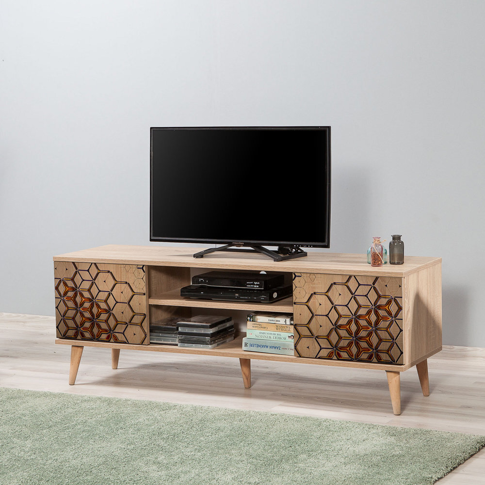 TV-pöytä Selsey Smartser 140 cm, ruskea/keltainen hinta ja tiedot | TV-tasot | hobbyhall.fi