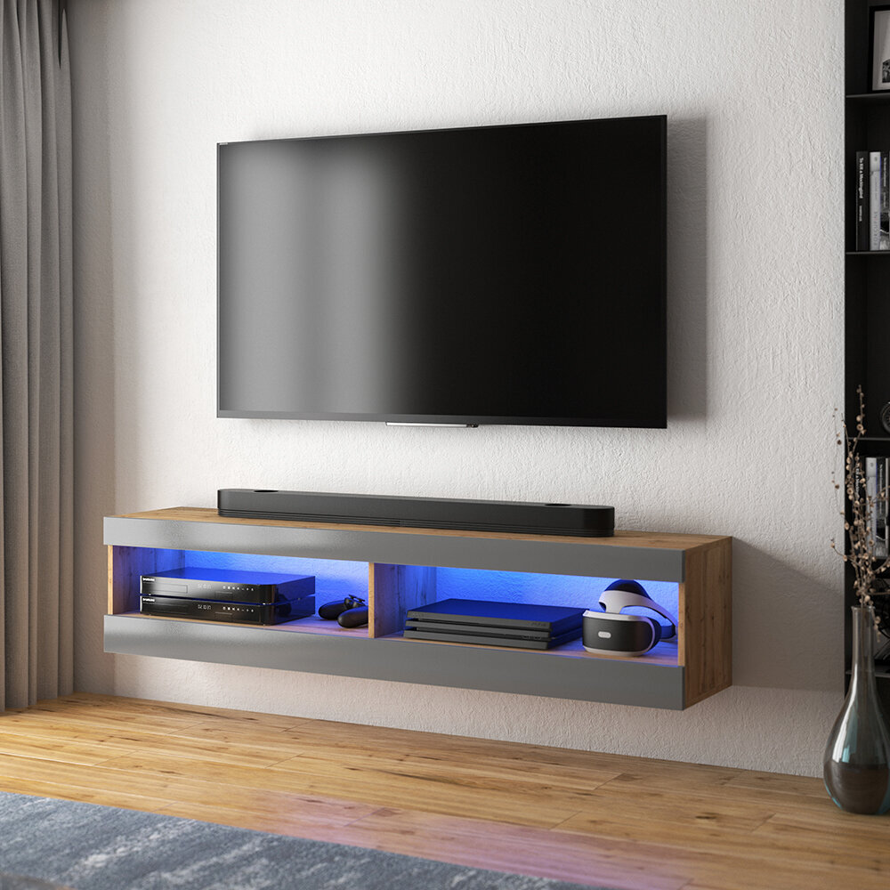 TV-taso Selsey Dean LED 100 cm, ruskea/harmaa hinta ja tiedot | TV-tasot | hobbyhall.fi