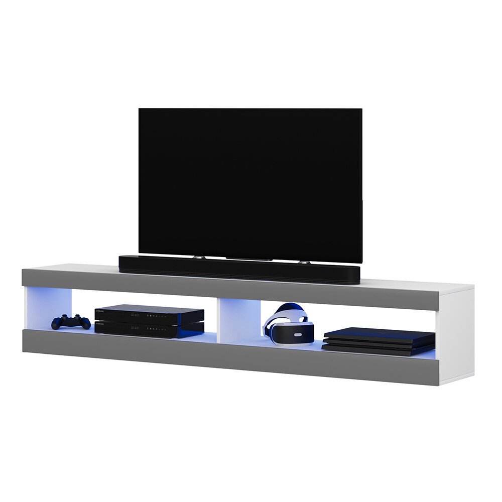 TV-taso Selsey Dean LED 140 cm, valkoinen/harmaa hinta ja tiedot | TV-tasot | hobbyhall.fi