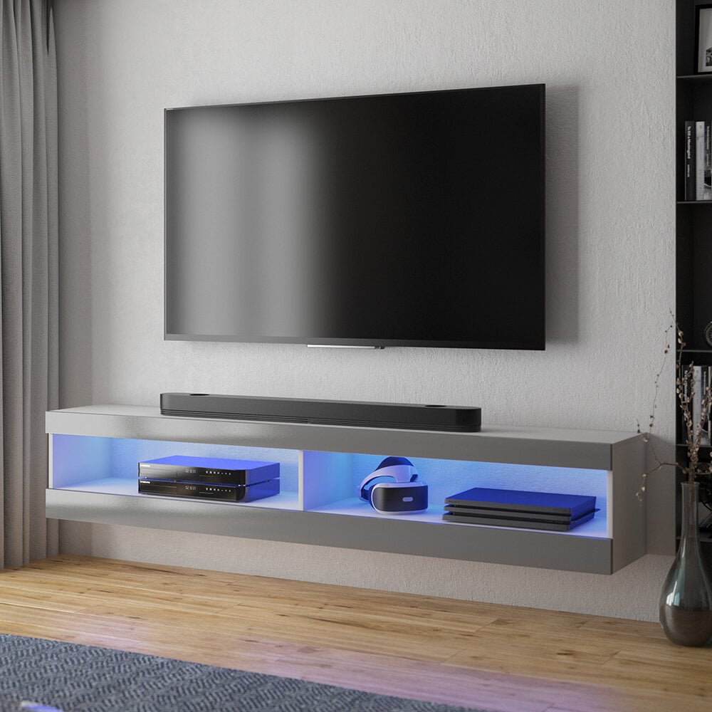 TV-taso Selsey Dean LED 140 cm, valkoinen/harmaa hinta ja tiedot | TV-tasot | hobbyhall.fi