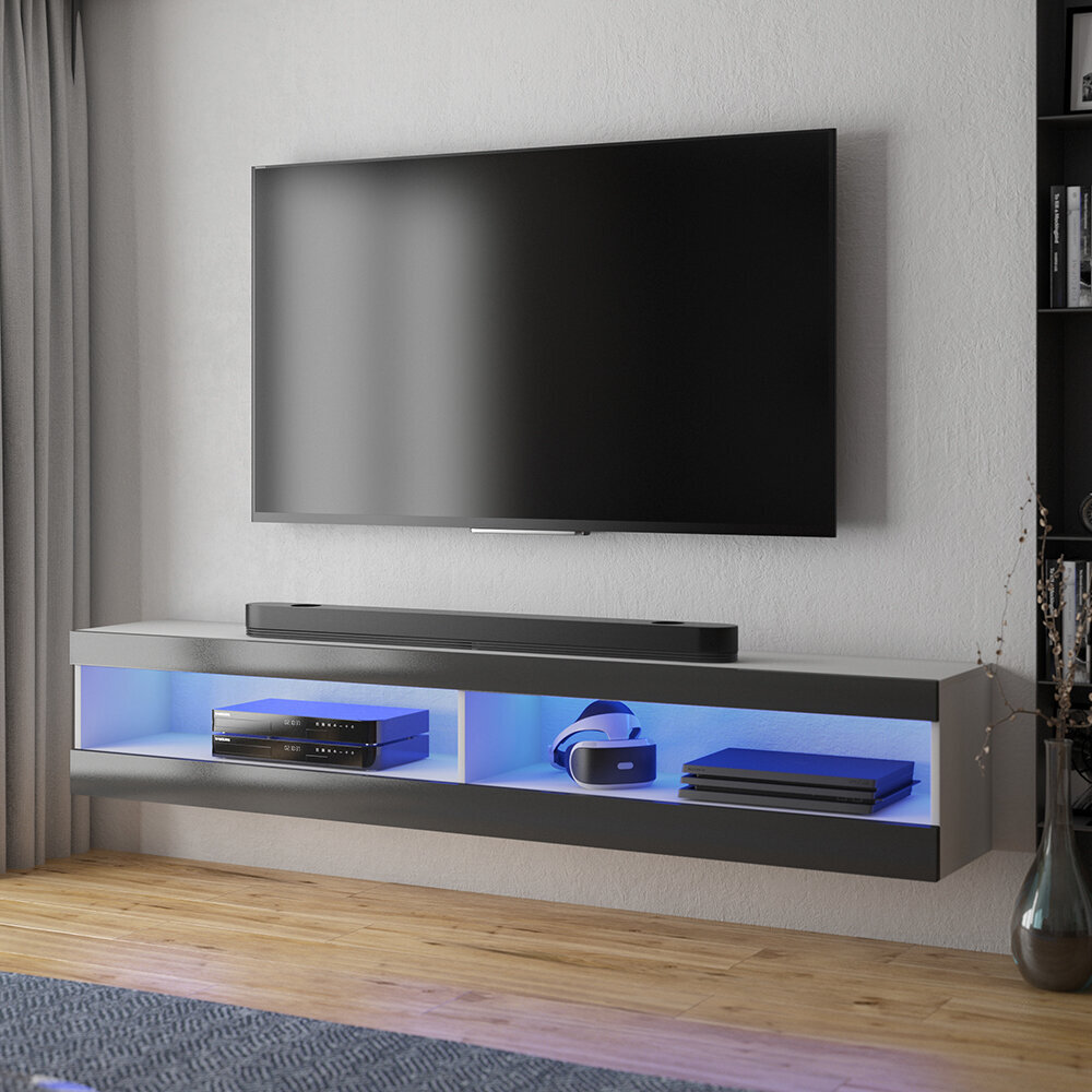 TV-taso Selsey Dean LED 140 cm, valkoinen/musta hinta ja tiedot | TV-tasot | hobbyhall.fi