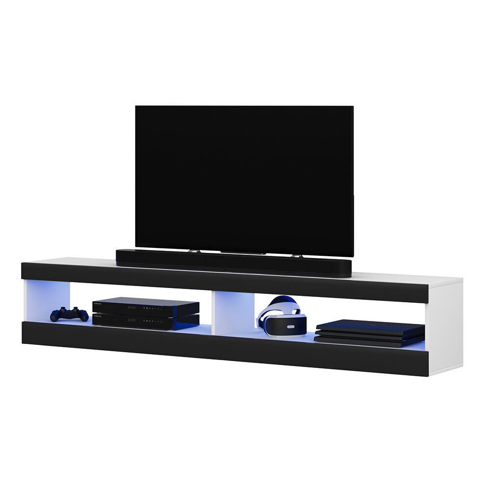 TV-taso Selsey Dean LED 140 cm, valkoinen/musta hinta ja tiedot | TV-tasot | hobbyhall.fi