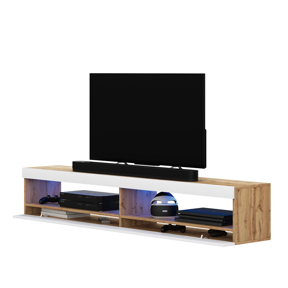 TV-taso Selsey Dean LED 140 cm, ruskea/valkoinen hinta ja tiedot | TV-tasot | hobbyhall.fi