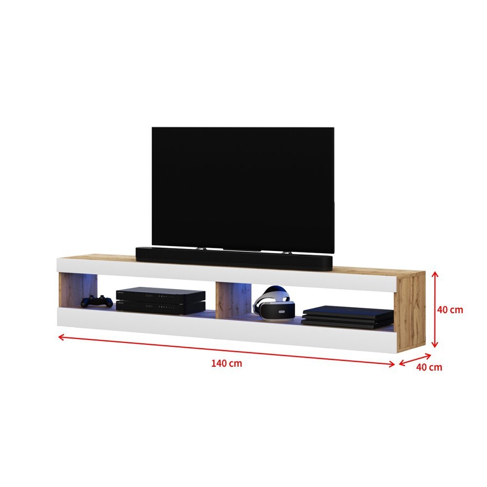 TV-taso Selsey Dean LED 140 cm, ruskea/valkoinen hinta ja tiedot | TV-tasot | hobbyhall.fi