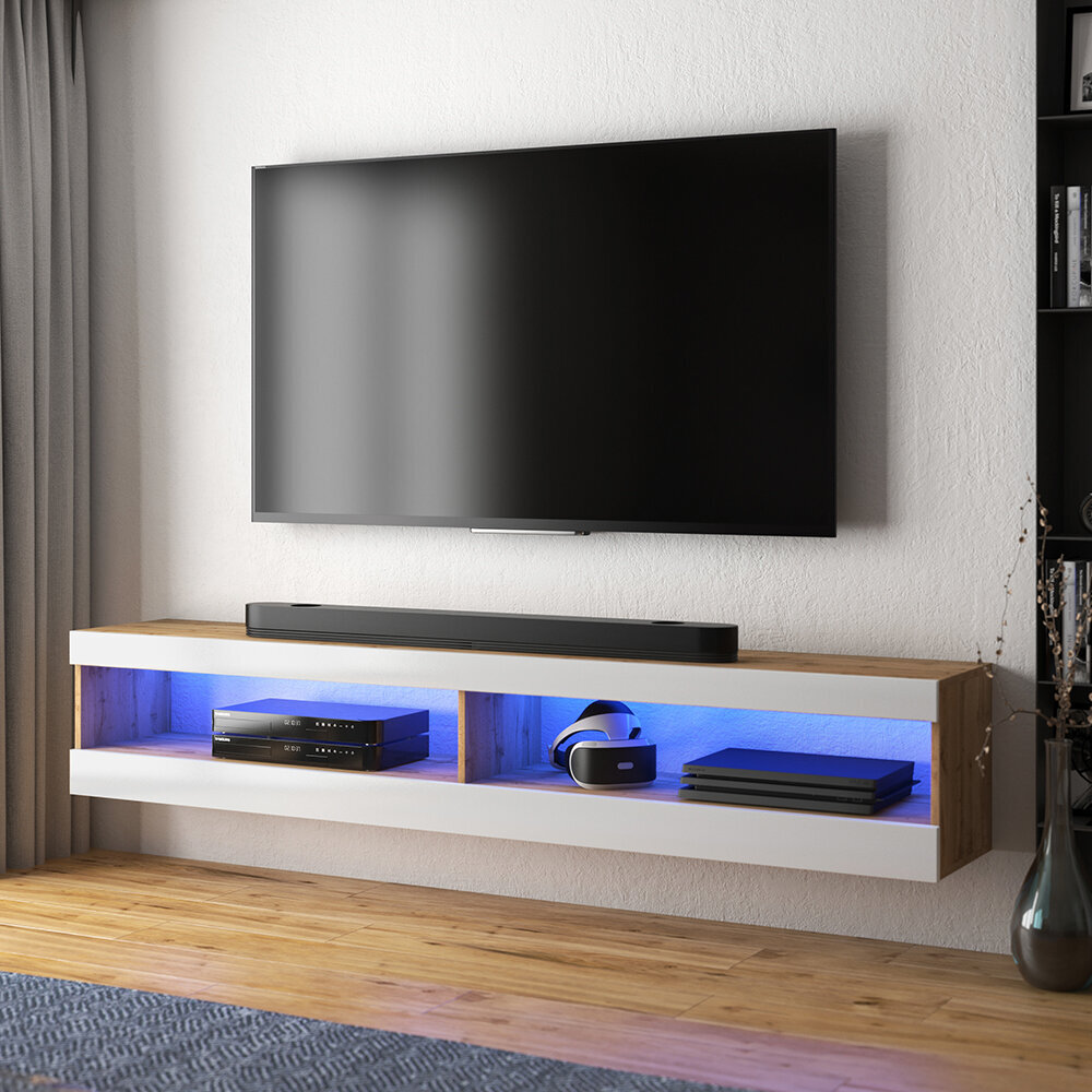 TV-taso Selsey Dean LED 140 cm, ruskea/valkoinen hinta ja tiedot | TV-tasot | hobbyhall.fi