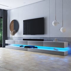 Selsey Hylia Double -TV-taso LED-valaistuksella, valkoinen / harmaa hinta ja tiedot | TV-tasot | hobbyhall.fi