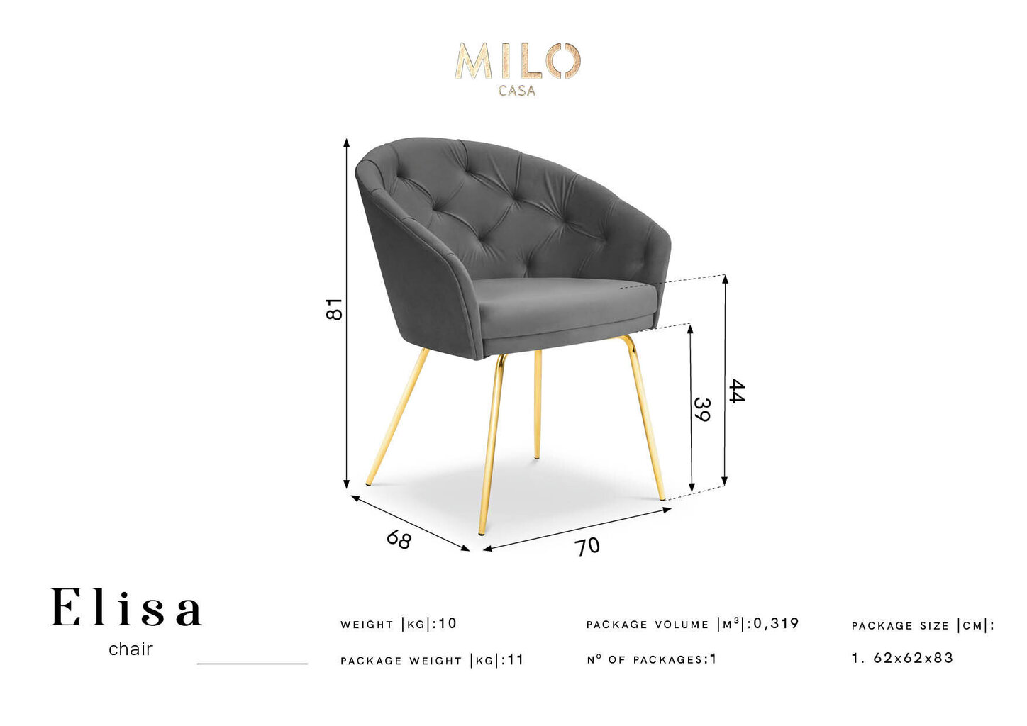 Milo Casa Elio 2 tuoli, beigen ja kultaisen värinen hinta ja tiedot | Ruokapöydän tuolit | hobbyhall.fi