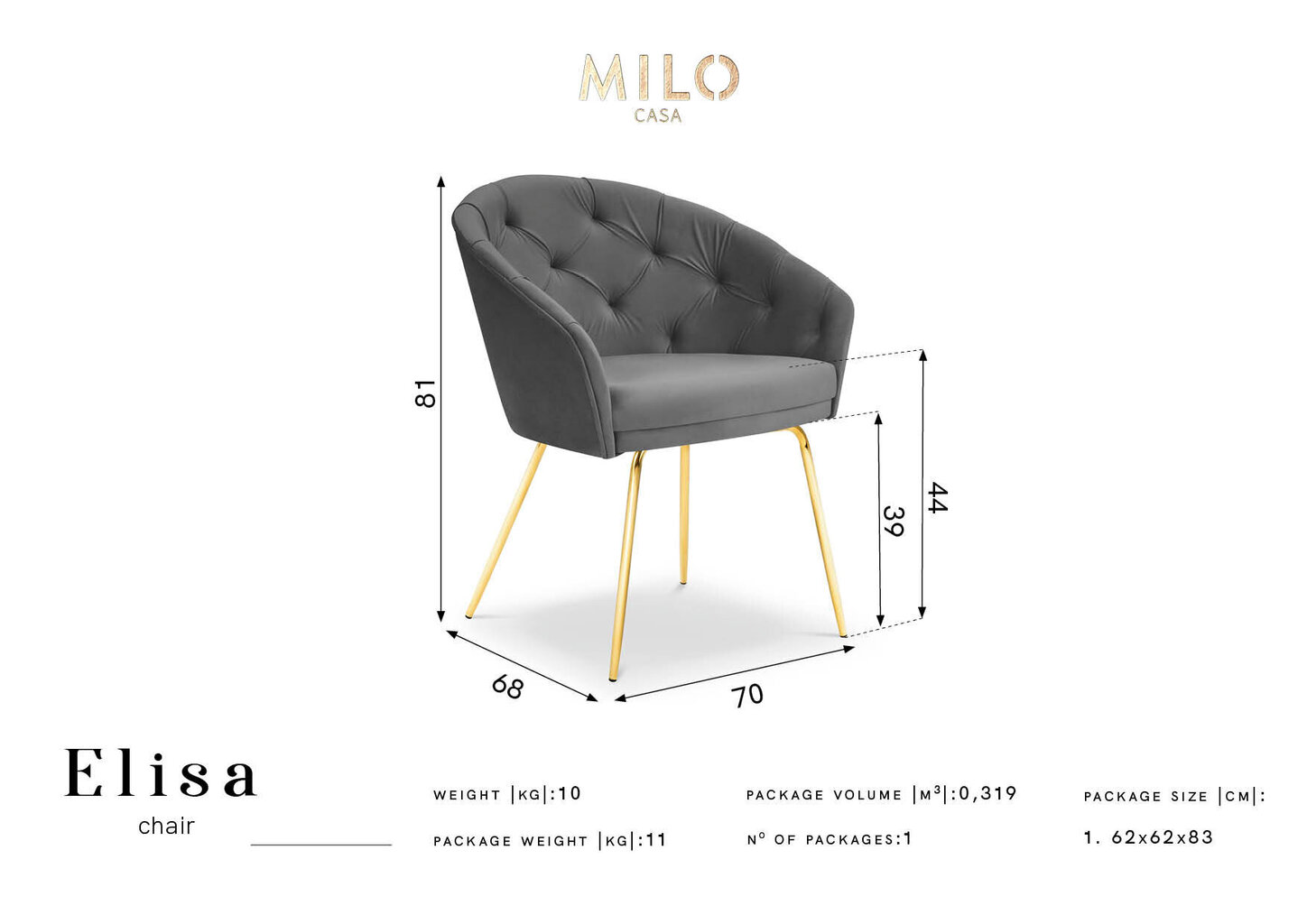 Milo Casa Lucia tuoli, tumman sinisen ja kultaisen värinen hinta ja tiedot | Ruokapöydän tuolit | hobbyhall.fi