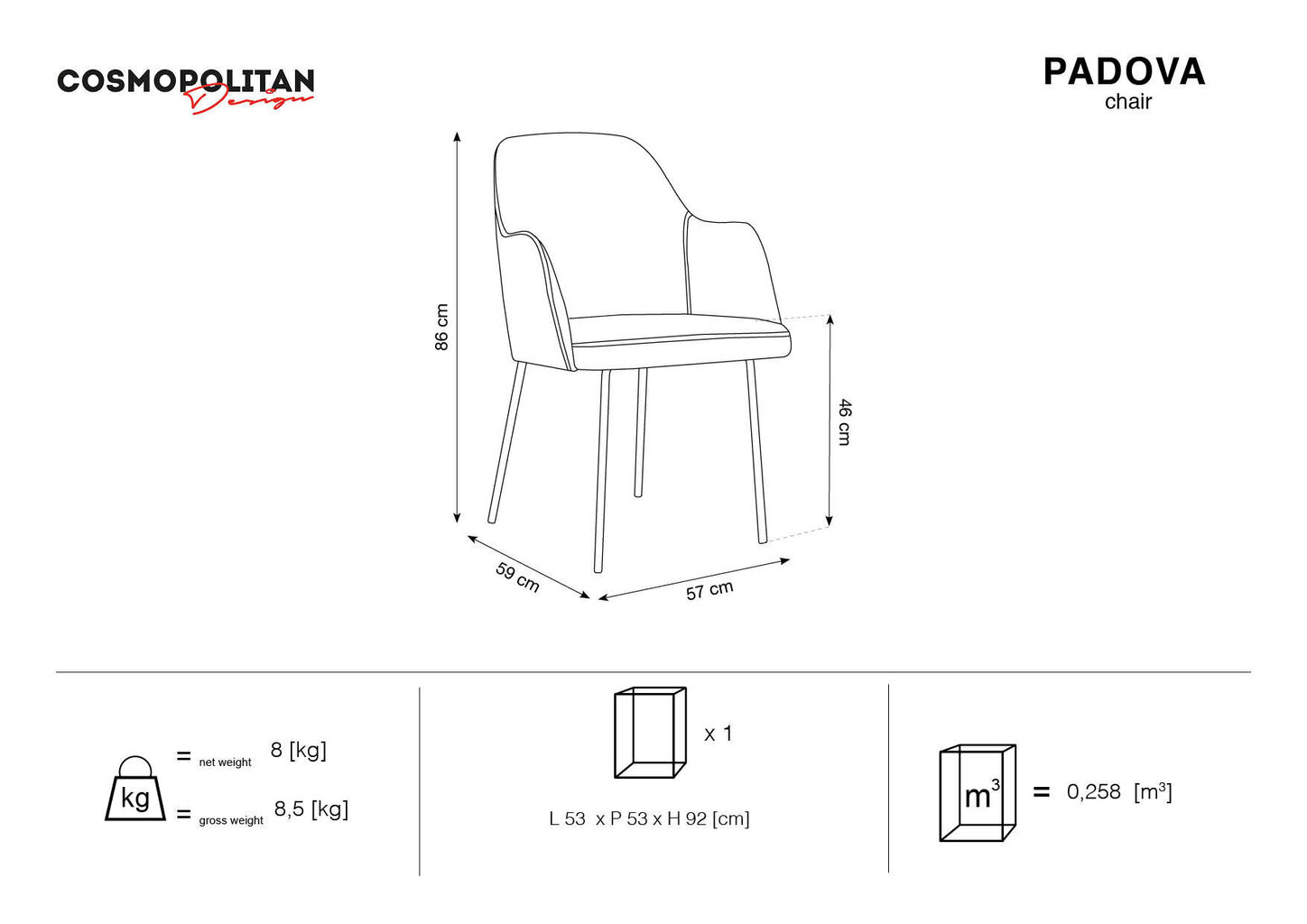 Cosmopolitan Design Padova, Tuoli, vaaleanvihreä/kulta hinta ja tiedot | Ruokapöydän tuolit | hobbyhall.fi