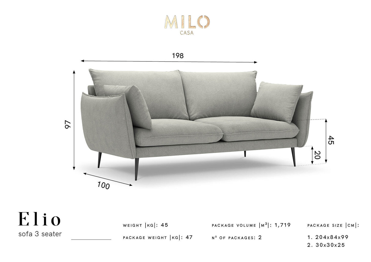Milo Casa Elio Kolmen istuttava sohva, beigen värinen hinta ja tiedot | Sohvat ja vuodesohvat | hobbyhall.fi