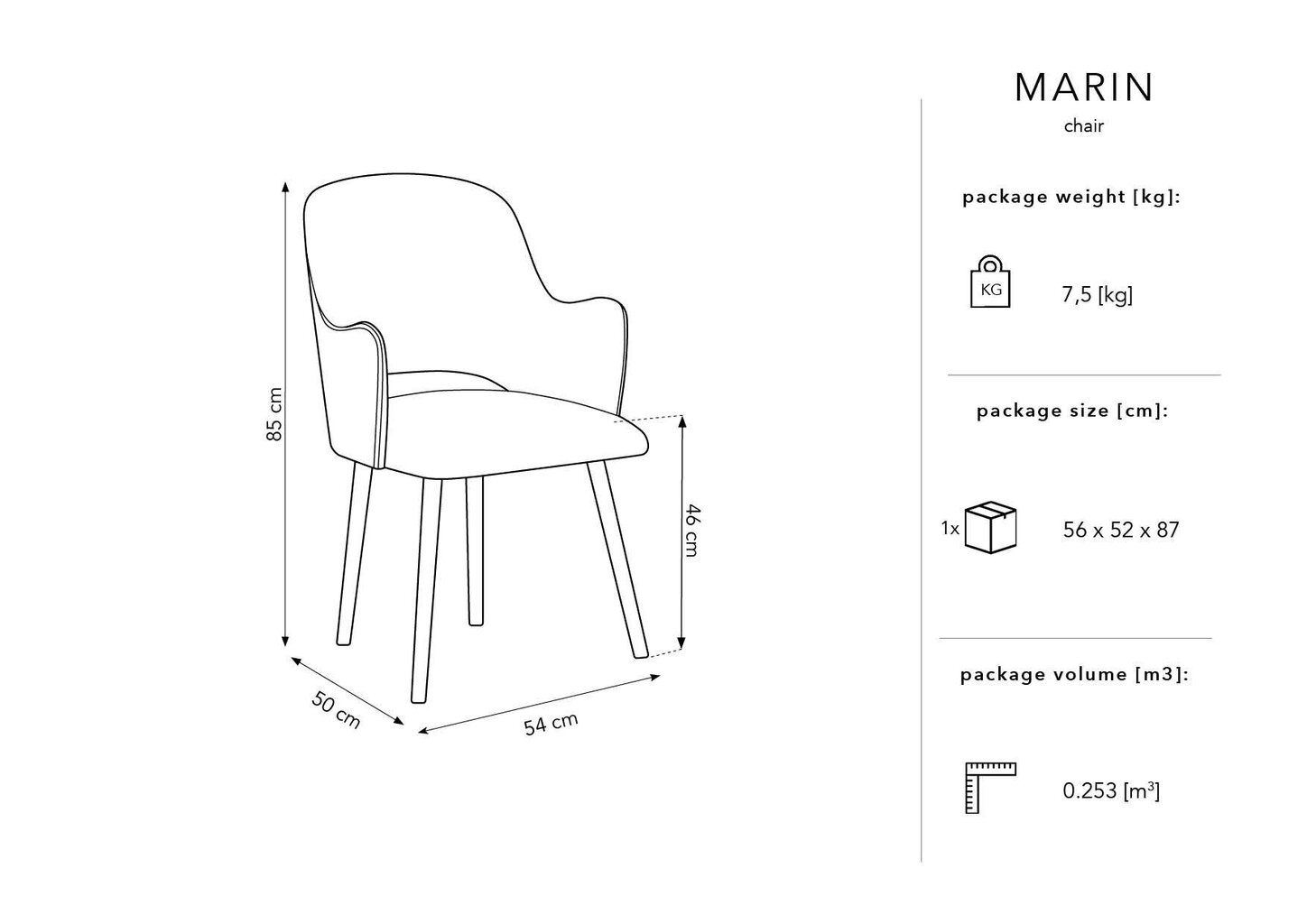 Micadoni Home Marin, sinisen värinen tuoli hinta ja tiedot | Ruokapöydän tuolit | hobbyhall.fi
