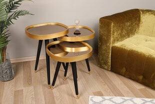 3 pöydän setti Kalune Design Alys, kulta/musta hinta ja tiedot | Sohvapöydät | hobbyhall.fi