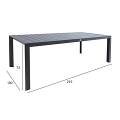 Pöytä TOMSON 216x100xH73cm, tummanharmaa hinta ja tiedot | Puutarhapöydät | hobbyhall.fi