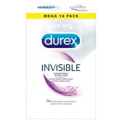 Durex Invisible kondomit extra kostutettu 16 kpl ohut hinta ja tiedot | Kondomit | hobbyhall.fi