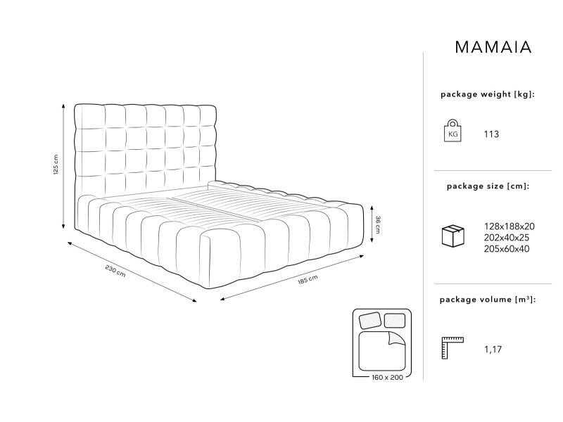 Sänky Micadoni Home Mamaia 160x200cm, tummansininen hinta ja tiedot | Sängyt | hobbyhall.fi