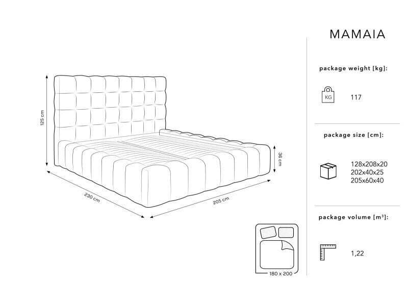 Sänky Micadoni Home Mamaia, 180x200cm, sininen hinta ja tiedot | Sängyt | hobbyhall.fi