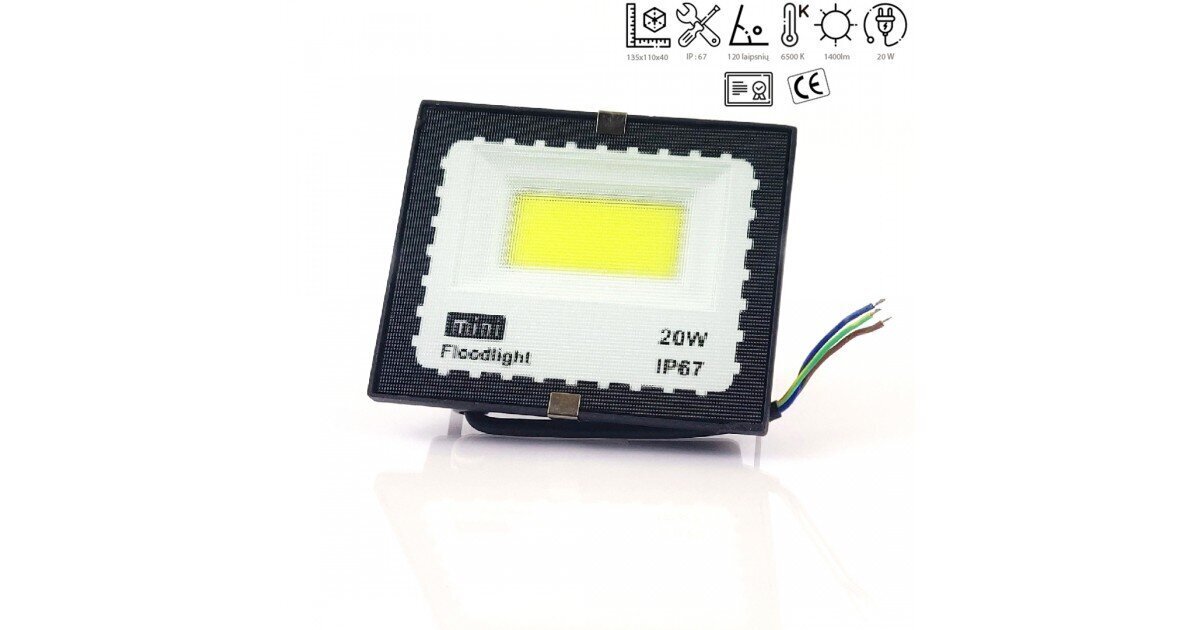 20 W LED-valonheitin 6500k MINI IP67 hinta ja tiedot | Puutarha- ja ulkovalot | hobbyhall.fi