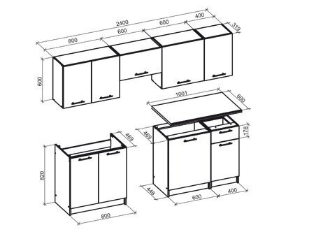 Keittiö Daria, 240 cm hinta ja tiedot | Keittiökalusteet | hobbyhall.fi