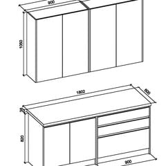 Keittiö Idea 180 cm, tammi wotan hinta ja tiedot | Keittiökalusteet | hobbyhall.fi