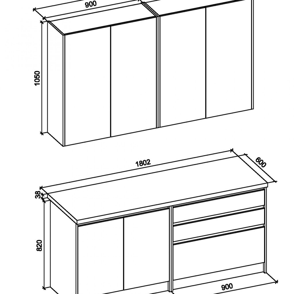 Keittiö Idea 180 cm, tammi wotan hinta ja tiedot | Keittiökalusteet | hobbyhall.fi