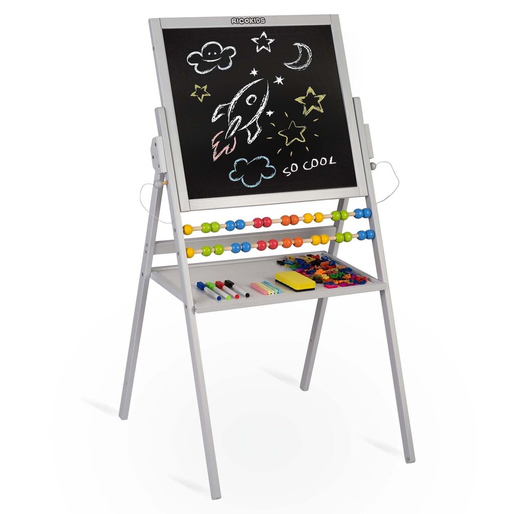 Kaksipuolinen magneetti - piirustuspöytä harmaa 101 x 55 x 55 cm hinta ja tiedot | Kehittävät lelut | hobbyhall.fi