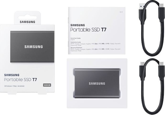 Samsung SSD T7 2TB, harmaa (MU-PC2T0T / WW) hinta ja tiedot | Ulkoiset kovalevyt | hobbyhall.fi