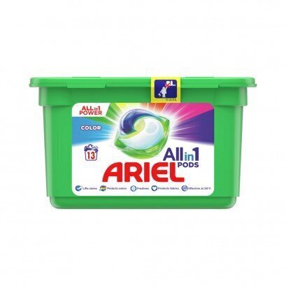 Ariel All-in-1 -väriset pesukapselit, 13 kpl hinta ja tiedot | Pyykinpesuaineet | hobbyhall.fi