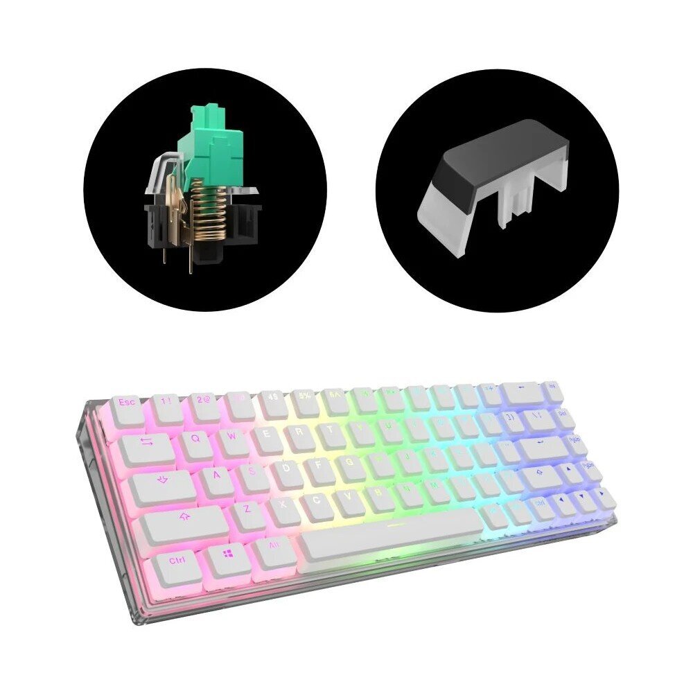 Dark Project KD68B Transparent White, Pudding, Teal Switch, US hinta ja tiedot | Näppäimistöt | hobbyhall.fi