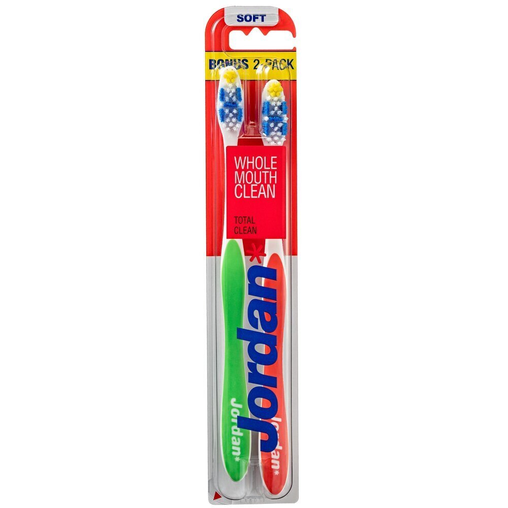 Jordan Total Clean -hammasharja Soft 2kpl hinta ja tiedot | Suuhygienia | hobbyhall.fi
