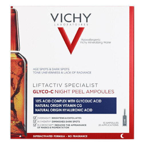 Yökasvot Ampullit Vichy Liftactiv Specialist 10 x 2 ml hinta ja tiedot | Kasvoöljyt ja seerumit | hobbyhall.fi