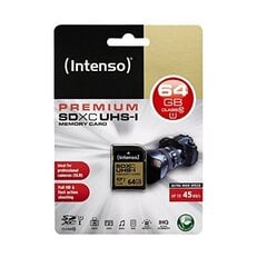 MEMORY SDXC 64GB UHS-I/3421490 INTENSO hinta ja tiedot | Kameran muistikortit | hobbyhall.fi