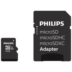 Philips FM32MP45B / 10 micro SD 32 GB (+ SD-sovitin) hinta ja tiedot | Kameran muistikortit | hobbyhall.fi