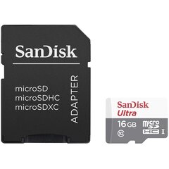 SanDisk Ultra MicroSDHC 16GB (+ SD-sovitin) hinta ja tiedot | Kameran muistikortit | hobbyhall.fi