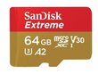 SANDISK Extreme micro SDXC 64GB + SD Adp hinta ja tiedot | Kameran muistikortit | hobbyhall.fi