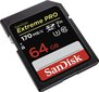 SanDisk Extreme Pro SDXC UHS-I 64 GB hinta ja tiedot | Kameran muistikortit | hobbyhall.fi