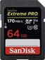 SanDisk Extreme Pro SDXC UHS-I 64 GB hinta ja tiedot | Kameran muistikortit | hobbyhall.fi