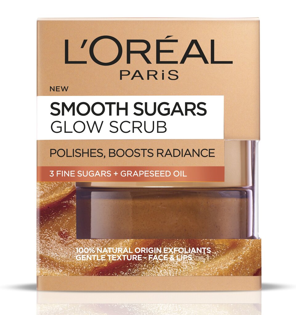 L'Oreal Paris Smooth Sugars hehkua antava kasvo- ja huulikuorinta hinta ja tiedot | Kasvojen puhdistusaineet | hobbyhall.fi