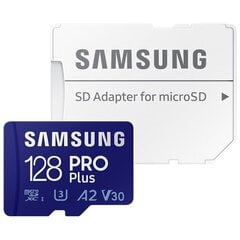 Samsung microSD Card Pro Plus 128 GB, Mi hinta ja tiedot | Kameran muistikortit | hobbyhall.fi