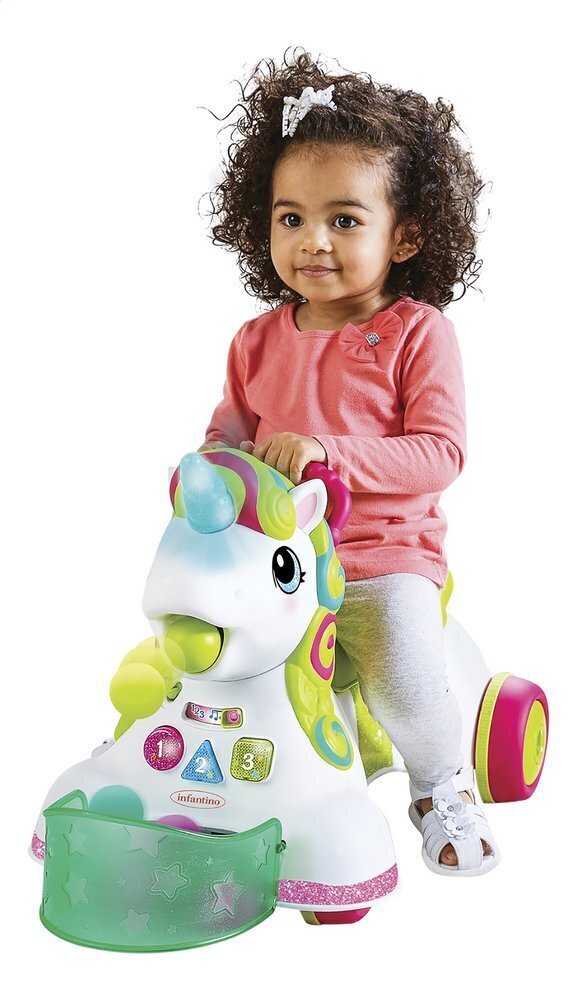 Jalankulkijoiden tuki Unicorn ääni- ja valotehosteilla 3in1 Infantino hinta ja tiedot | Vauvan lelut | hobbyhall.fi