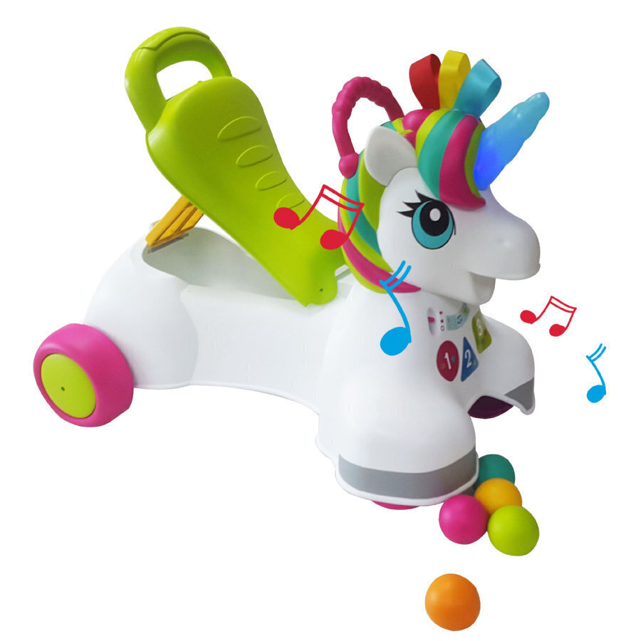 Jalankulkijoiden tuki Unicorn ääni- ja valotehosteilla 3in1 Infantino hinta ja tiedot | Vauvan lelut | hobbyhall.fi