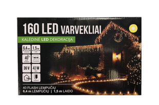 Jouluvalot (katu) 160LED 6,4m, lämmin valkoinen / kylmä valkoinen (FLASH) hinta ja tiedot | Jouluvalot | hobbyhall.fi