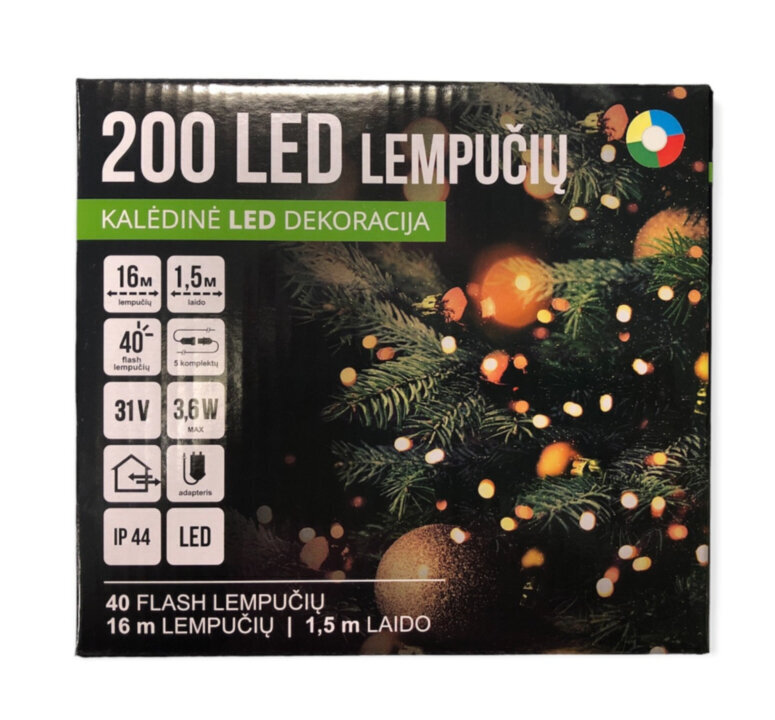 Jouluvalot 200LED/16m + 1,5m, 4 väriä + kylmän valkoinen FLASH hinta ja tiedot | Jouluvalot | hobbyhall.fi