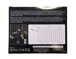 Jouluvalot 108LED/ 160cm x 100cm, lämmin valkoinen/valkoinen hinta ja tiedot | Jouluvalot | hobbyhall.fi