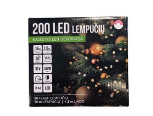 jouluvalot 200LED/16m+1,5m, vaaleanpunainen/viileä valkoinen+viileä valkoinen Flash hinta ja tiedot | Jouluvalot | hobbyhall.fi