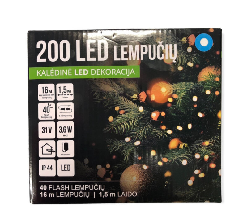 jouluvalot 200LED/16m + 1,5m, väri: sininen / kylmä valkoinen (FLASH) hinta ja tiedot | Jouluvalot | hobbyhall.fi