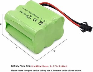 RC NiMH 7.2V 2400mAh AA ladattava akku USB-latauskaapelilla ja SM 2P -liittimellä hinta ja tiedot | Älylaitteiden lisätarvikkeet | hobbyhall.fi