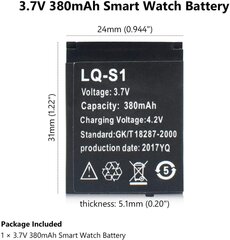 Älykellon akku LQ-S1 3,7 V 380 mAh hinta ja tiedot | Älylaitteiden lisätarvikkeet | hobbyhall.fi