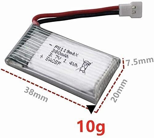 3 kpl. 3,7 V 380 mAh ladattava Li-Po-akku hinta ja tiedot | Älylaitteiden lisätarvikkeet | hobbyhall.fi