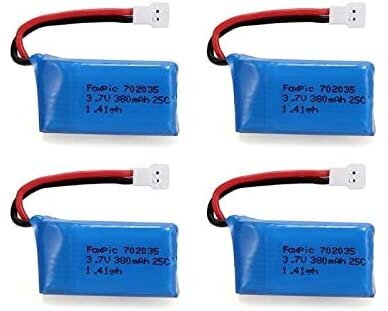 4 kpl Ladattava Lipo-akku 3,7 V 380 mAh hinta ja tiedot | Älylaitteiden lisätarvikkeet | hobbyhall.fi